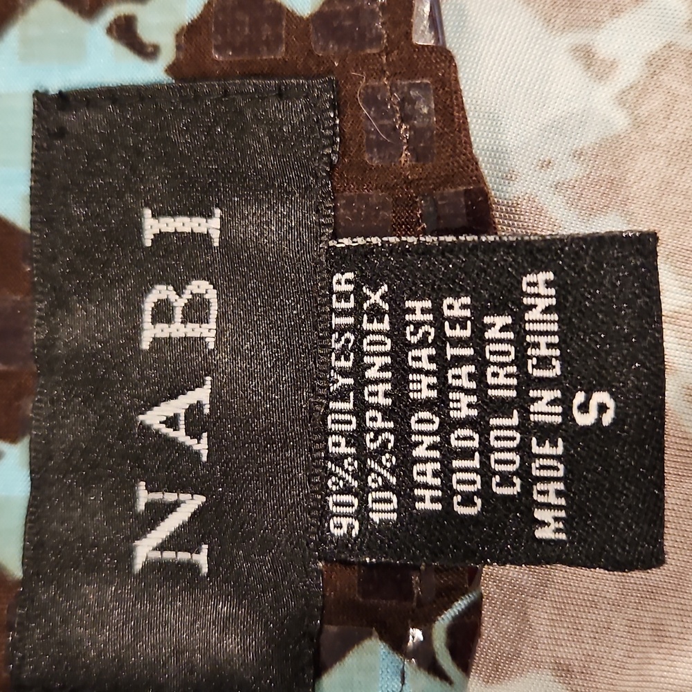NABI Brown and Blue Patterned Jacket Blazer S Zip Up Stylish Unique Shiney NWOT - Picture 11 of 11